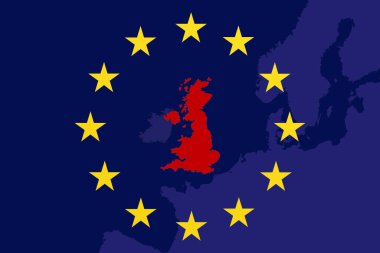 Birleşik Krallık haritası üzerinde Avrupa Birliği bayrağı