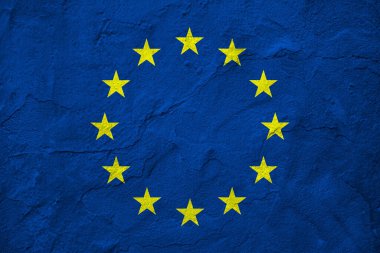 Taş duvar zemininde Avrupa Birliği bayrağı