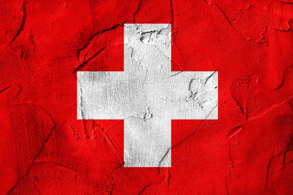 Zwitserland Vlag Grunge Muur — Stockfoto