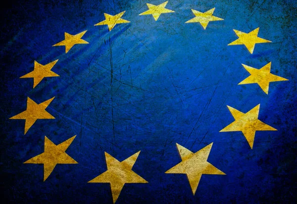 Vlajka Evropské Unie Pozadí Kamenné Zdi — Stock fotografie
