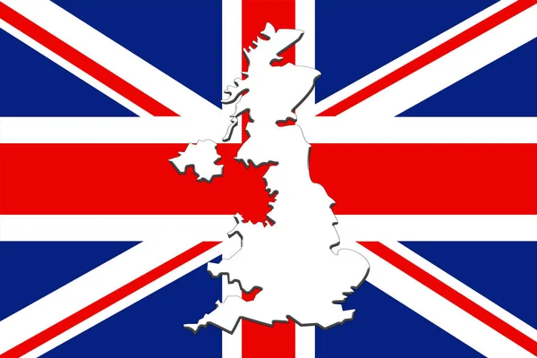 Bandeira Reino Unido Com Mapa — Fotografia de Stock