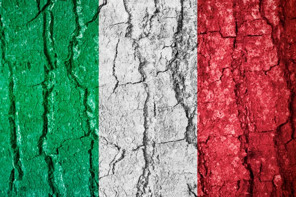 Olasz Zászló Falon Háttér Grunge Stílus — Stock Fotó