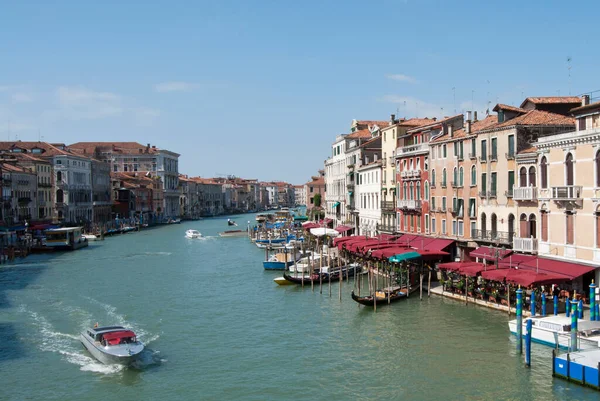 Vista Del Gran Canal Venecia Desde Puente Rialto Con Navegación — Foto de Stock