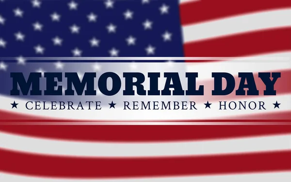 US Memorial Day celebration background banner or greeting card, with text and USA flag elements
