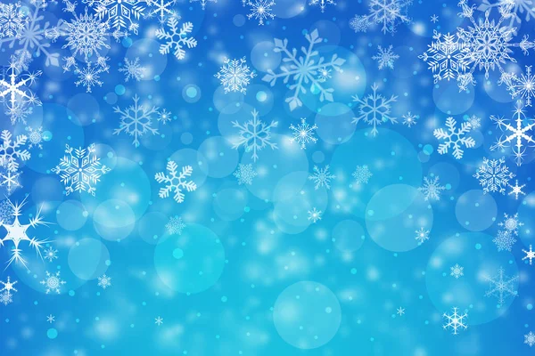 Fondo Azul Invierno Navidad Con Copos Nieve — Foto de Stock