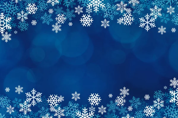 蓝色圣诞节冬天背景与白色雪花 — 图库照片