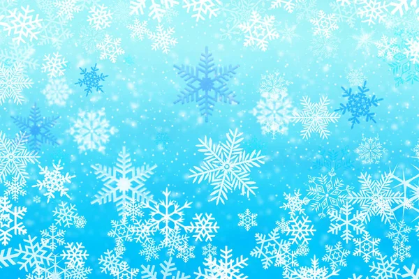 Fondo Azul Invierno Navidad Con Copos Nieve —  Fotos de Stock