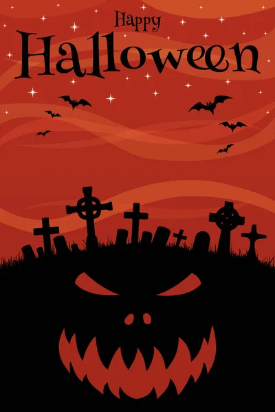 Spooky Halloween Achtergrond Met Kerkhof Vector Illustratie — Stockvector