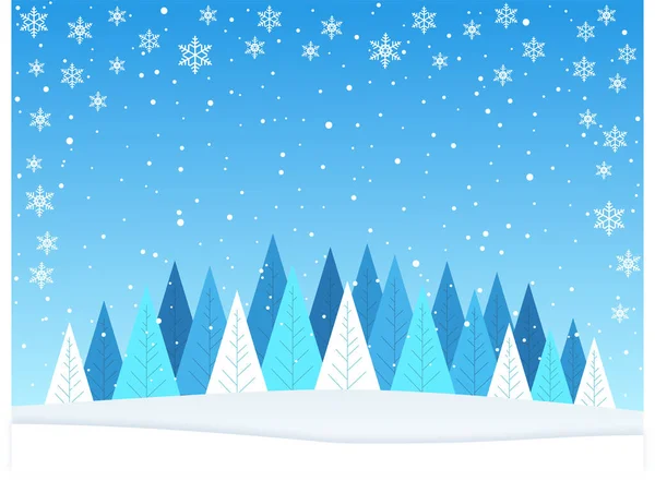 Azul Inverno Cartão Fundo Com Árvores Cobertas Neve Flocos Neve —  Vetores de Stock