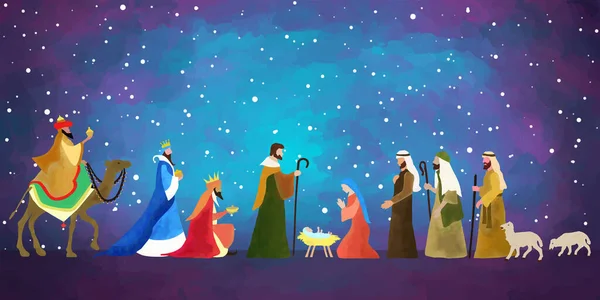 Karácsony Betlehem Jelenet Vektor Illusztráció — Stock Vector