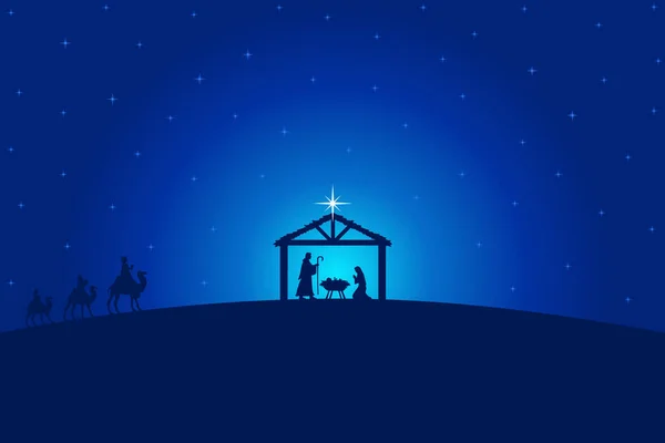 Christmas Nativity Scene Vector Illustration — Stock Vector