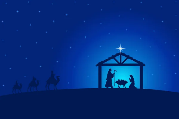 Christmas Nativity Scene Vector Illustration — Stock Vector