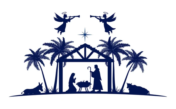 Різдвяна Сцена Різдва Векторні Ілюстрації — стоковий вектор