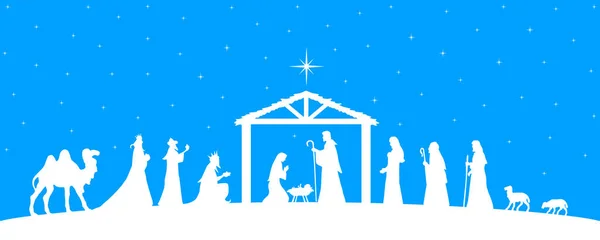 Vánoční Nativity Scéna Vektorové Ilustrace — Stockový vektor