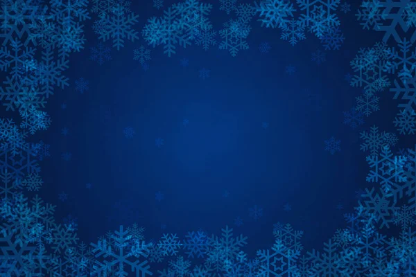 Blauwe Kerst Winter Achtergrond Met Sneeuwvlokken — Stockfoto