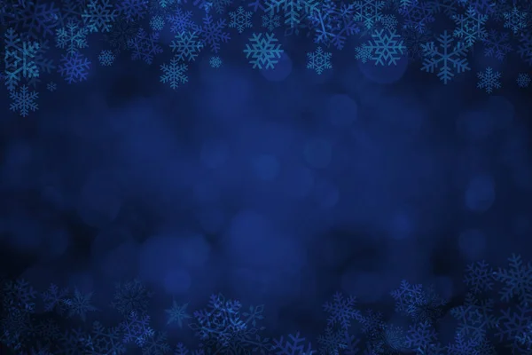 Niebieskie Boże Narodzenie Zimowe Tło Płatków Śniegu — Zdjęcie stockowe