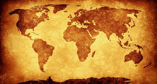 Brown World Mapa Sobre Papel Grunge Fondo —  Fotos de Stock