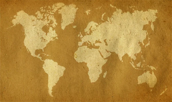 Brown World Map Paper Grunge Background — Stock Photo, Image