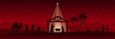 Bir noel doğum sahnesinin vektör çizimi