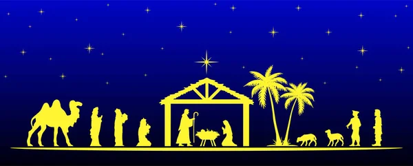 Illustration Vectorielle Une Crèche Noël — Image vectorielle
