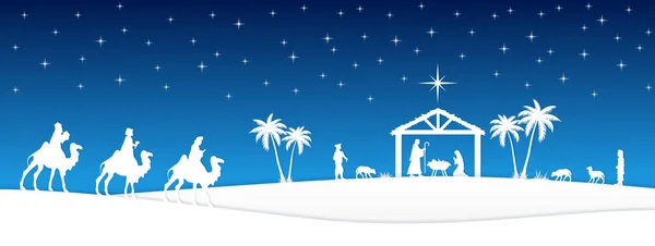 Vector Illustration Christmas Nativity Scene — Stock Vector