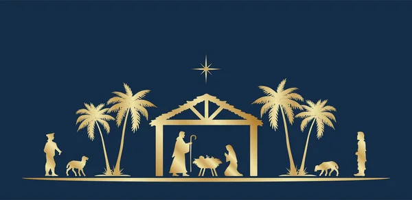 Vector Illustratie Van Een Kerststal Kerststal — Stockvector