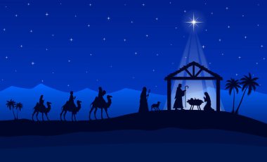 Geceleri çölde Noel Doğumu Sahnesi