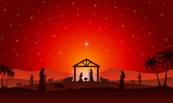 Geceleri çölde Noel Doğumu Sahnesi