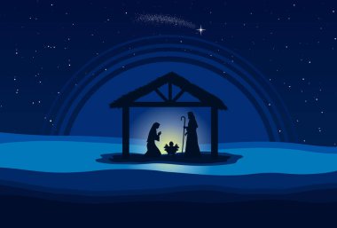 Geceleri çölde Noel Doğumu Sahnesi