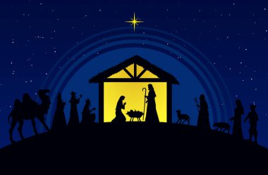 Geceleri çölde Noel Doğumu Sahnesi