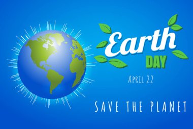 Dünya Günü geçmişi. Gezegeni Kurtar, Çevre Koruma, Yeşil Konsept Vektör Çizimi.