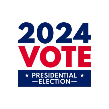 ABD 2024 Başkanlık Seçimleri arka planında Amerikan bayrağı renkleri tasarımı var. Seçim etkinliği afişi, kart, poster, şablon, oy iletişimi, geçmiş. Oylama günü, 5 Kasım. Vektör illüstrasyonu.