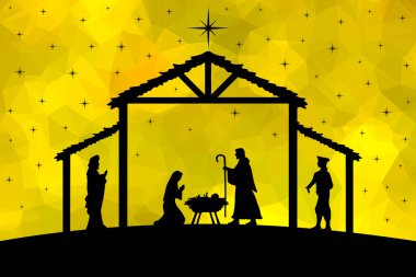 Noel İsa 'nın doğumu sahnesi. Vektör illüstrasyonu.