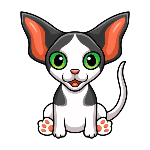 Wektor Ilustracja Cute Orientalny Kot Kreskówka Siedzi — Wektor stockowy