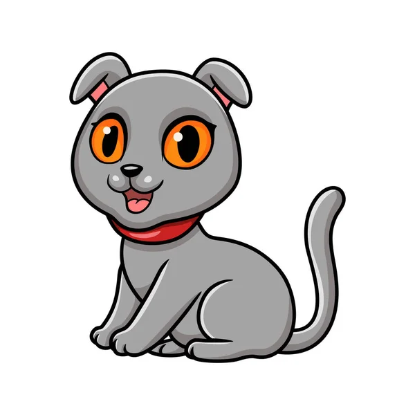 Vector Illustration Cute Scottish Fold Cat Cartoon — Stock Vector