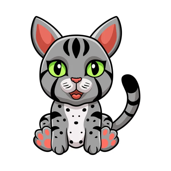 Vector Illustration Cute Egyptian Mau Cat Cartoon — Stock Vector
