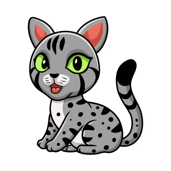 Vector Illustration Cute Egyptian Mau Cat Cartoon — Stock Vector