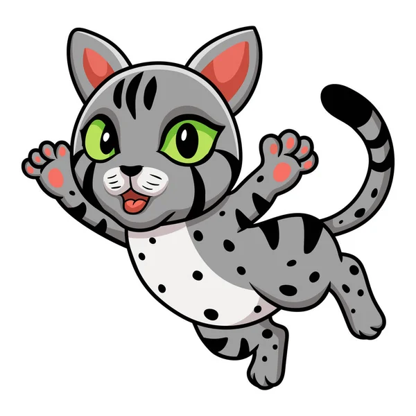 Vector Illustration Cute Egyptian Mau Cat Cartoon Flying — Stock Vector