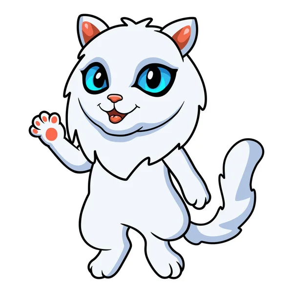 Vektorillustration Der Niedlichen Persischen Katze Cartoon Winkende Hand — Stockvektor