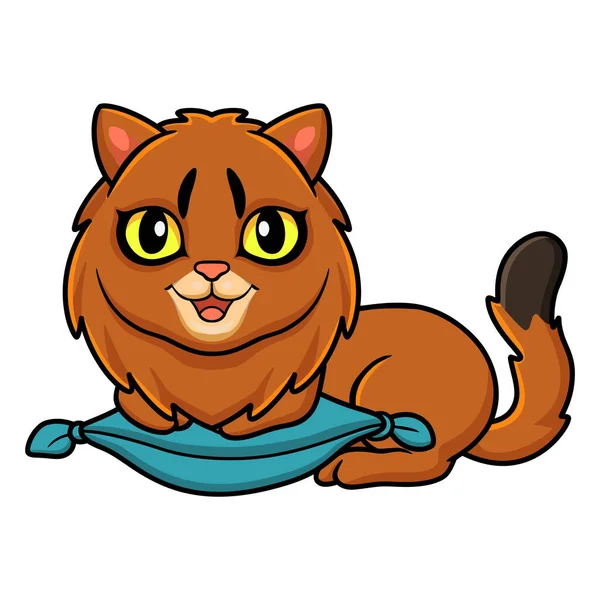 Vektorová Ilustrace Roztomilé Somálské Kočky Kreslené Polštáři — Stockový vektor