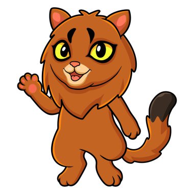 Şirin somalili kedi el sallayan çizgi filmin vektör çizimi