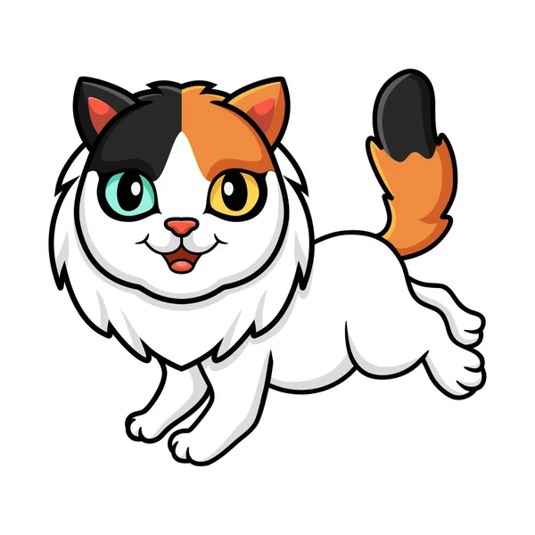 Vector Illustration Cute Turkish Van Cat Cartoon — Stock Vector