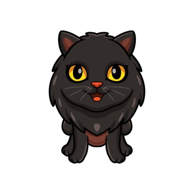 Şirin siyah İranlı kedi çizgi filminin vektör çizimi