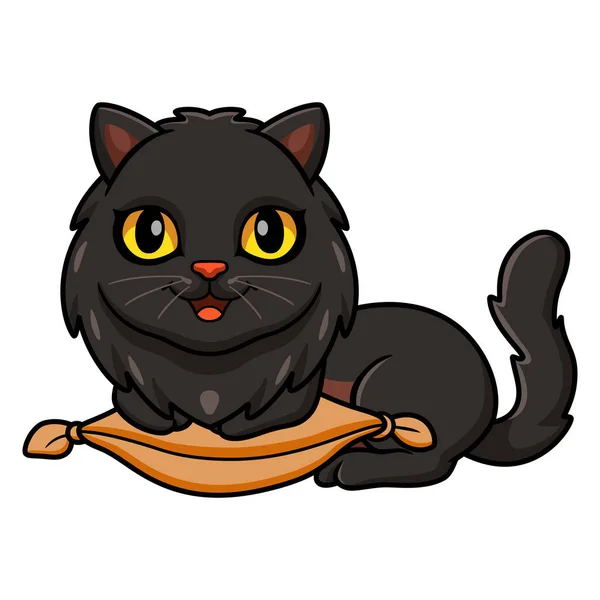 Vektor Illustration Von Cute Black Persian Cat Cartoon Auf Dem — Stockvektor
