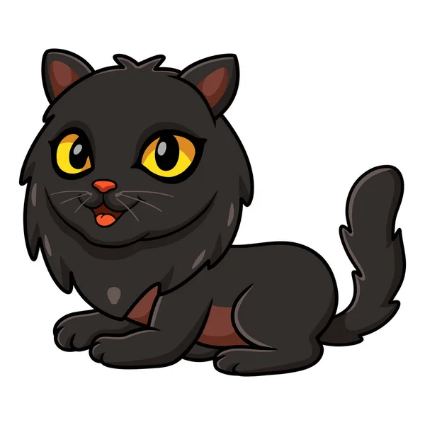 Εικονογράφηση Διάνυσμα Του Χαριτωμένο Μαύρο Περσικό Γάτα Κινούμενα Σχέδια Συνεδρίαση — Διανυσματικό Αρχείο