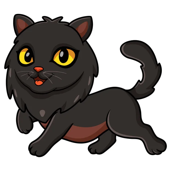 Ilustración Vectorial Lindo Negro Gato Persa Dibujos Animados Caminando — Vector de stock