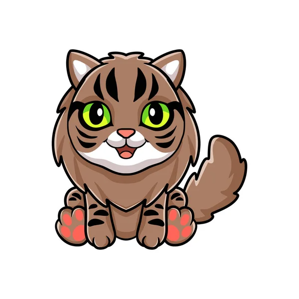 Vector Illustratie Van Schattige Siberische Kat Cartoon Zitten — Stockvector