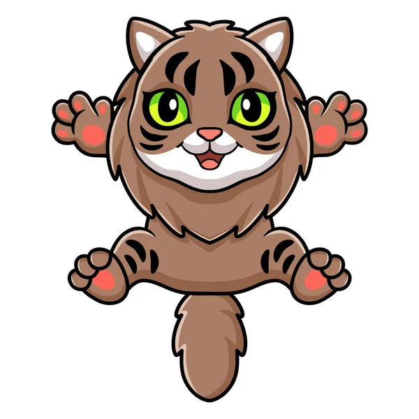 Vector Illustratie Van Leuke Kleine Siberische Kat Cartoon — Stockvector