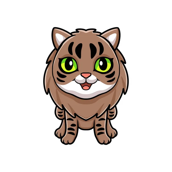 Wektor Ilustracja Cute Little Syberyjski Kot Kreskówka — Wektor stockowy
