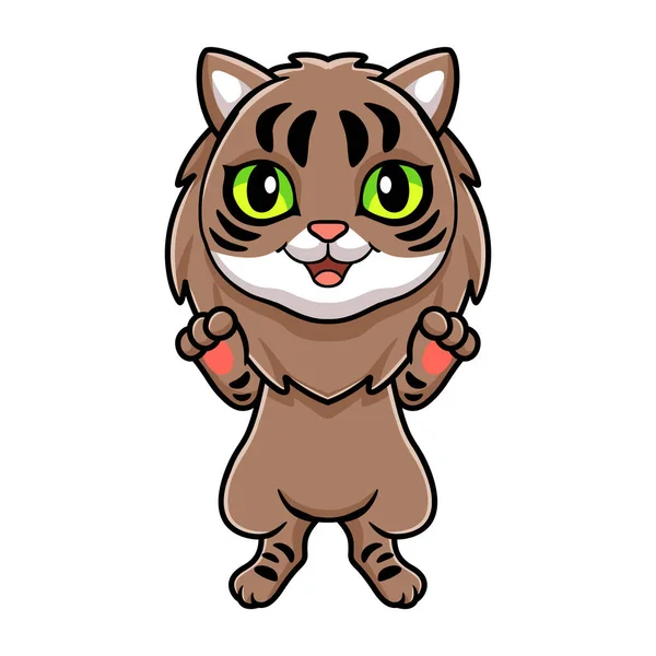 Ilustración Vectorial Lindo Gato Siberiano Pie Dibujos Animados — Vector de stock